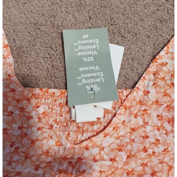 NWT H&M Women's Blouse Short Sleeve Orange Florals US Size L - Picture 7 of 10